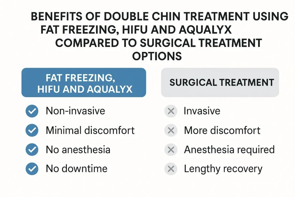 Graphic about the benefits of double chin treatment Plaistow - from LA LIPO