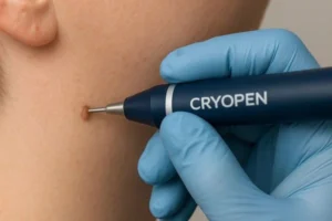 Person receiving skin tag removal Plaistow